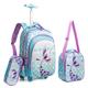 HTgroce School Backpack with Wheels Girls, Primary Students Trolleys for Backpacks, Lunch Bag, School Case, Travel Luggage Wheeled Backpack Girls Suitcase