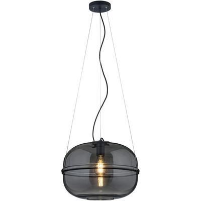 TRIO LEUCHTEN Pendelleuchte "Lorena", schwarz (schwarz matt), Ø 41,4cm H: 150,0cm, Lampen, Hängelampe mit Glasschirm Chrom, höhenverstellbar, exkl 1xE27 (max40W) Image