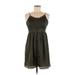 LC Lauren Conrad Casual Dress - Mini Scoop Neck Sleeveless: Green Print Dresses - Women's Size 4