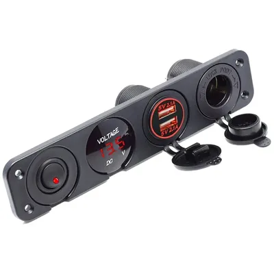 4 In 1 Panel 12 v 4,2 A Dual USB Auto Ladegerät Buchse Splitter Adapter Wasserdichte Thermometer Voltmeter Kippschalter für Auto Yacht Image