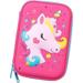 XTEILC U-nicorn Cartoon Rainbow Horse Pencil Case for Girls Large Capacity School Supplies Organizer Box Pen Pouch Bag for Kids Teen (Hot Pink)