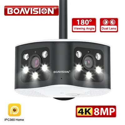 BOAVISION Outdoor 4K 8 MP 180 ° Ultra Wide View Angle Panorama WIFI Dual Lens Feste IP-Kamera AI Human Detection Security Cam