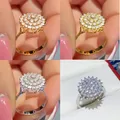 Neue Neuartige Design Blume Ring für Frauen Brilliant Zirkonia Luxus Vorschlag Engagement Ringe