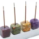 Square Natural Quartz Stone Incense Holder Healing Agate Purple Pink White Crystal Stand Base