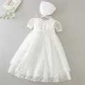 New Baby Girl Dress One year old Baptism Dress White Lace Infant Birthday Party Wedding Princess