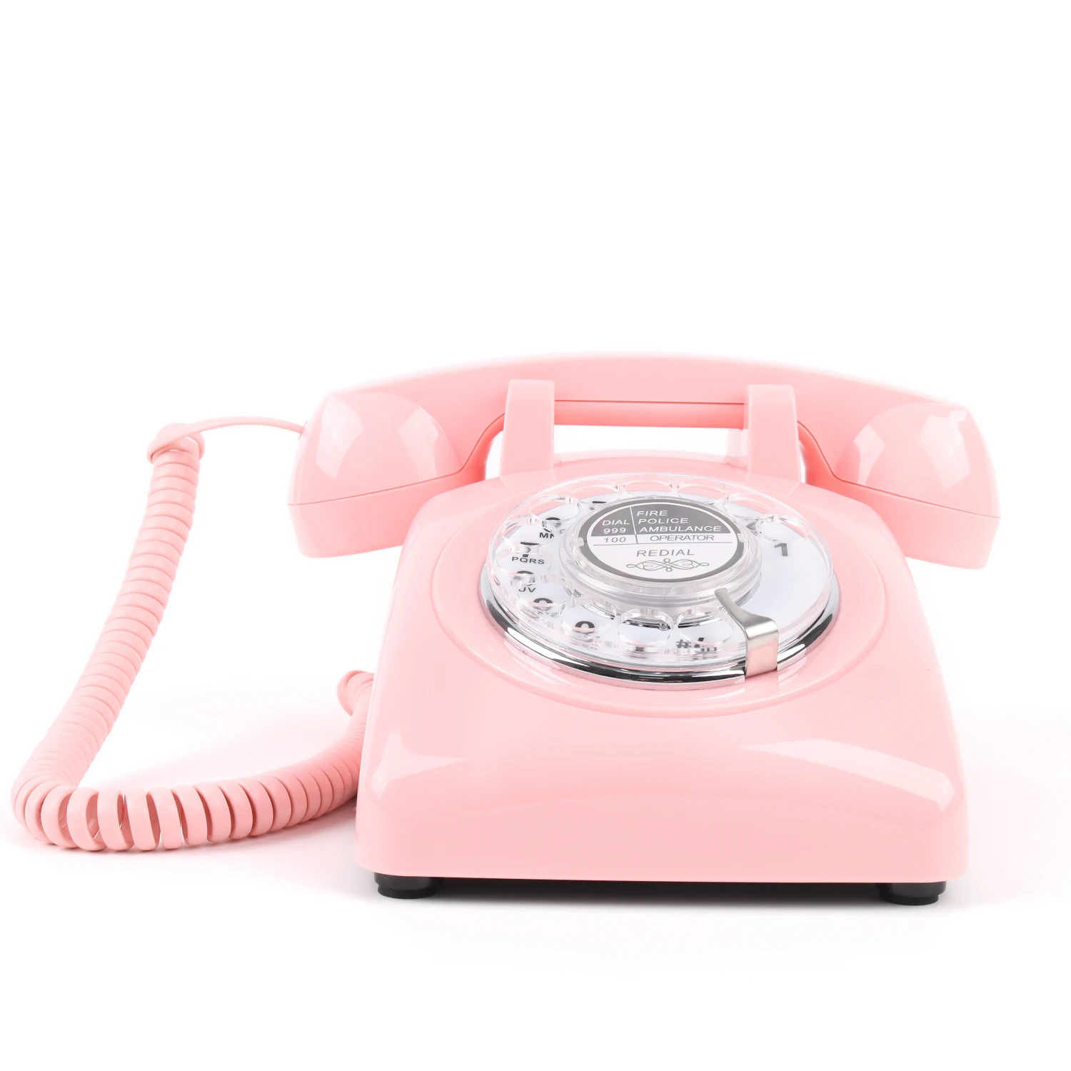 Rotary Dial Phones Retro Telephone From the 1980s, Retro Wired Landline for Home /Office Pink European Landline