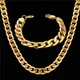 Men Women's Dubai Jewelry Sets Gold Color Stainless Steel Necklace Bracelet Set Hiphop Curb Cuban