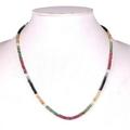 925 Sterling Silver Natural Sapphire Ruby Emerald Gemstone Faceted Beads Neckles