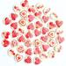 iOPQO Buttons Wooden Buttons Pattern 20mm Sewing 50PCS Scrapbooking DIY 2-Holes Heart Craft Home DIY red heart print button red 6986 Red