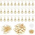 270Pcs Stainless Steel Earring Making Kit Golden Color Flat Round Drop Earring Wire Hooks with Blank Cabochon Settings Trays and Open Jump Ring for DIY Dangle Earring Jewelry Making