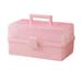 Hair Accessories Storage Case Lockable Lightweight Multi Layers Pink Jewellery Organizer for Bathroom Children Girls L