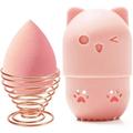 Makeup Sponge Holder Beauty Sponge Holder Cosmetic Sponge Case Beauty Egg Holder Beauty Blender Holder Makeup Blender Travel Case Beauty Egg Powder Puff Drying Stand & Travel Case (Pink)