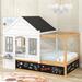 Twin Size House Shaped Canopy Bed with Roof and Window