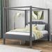 Upholstery Canopy Bed Frame with Headboard, Wood Support Legs
