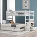 Twin/King Bunk Bed with Storage Shelves and Drawer, Extendable with Trundle