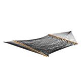 Bliss Hammocks BH-410BK 60" Wide Cotton Rope Hammock w/ Spreader Bar, S Hooks, & Chains | Indoor, Outdoor, Poolside,