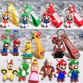 Super Mario Game Anime Figure Keychains Mankey Bulk Toad Yoshi Car Decoration Backpack Pendant
