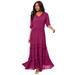 Plus Size Women's Lace Crinkle Maxi Dress by Roaman's in Berry Twist Lace (Size 14/16)