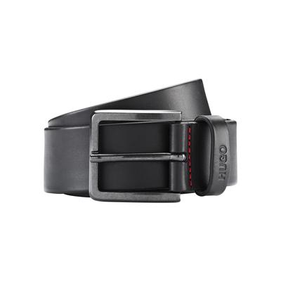 Ledergürtel HUGO "Gionio", Damen, Gr. 105, schwarz, Leder, unifarben, kontrastfarbene Details, modisch,klassisch, Gürtel, aus italienischem Leder mit Logo-Prägung auf der Schlaufe Image