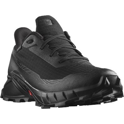 Trailrunningschuh SALOMON "ALPHACROSS 5 GORE-TEX", Gr. 41, schwarz, Textil, Synthetik, sportlich, Schuhe, wasserdicht, T