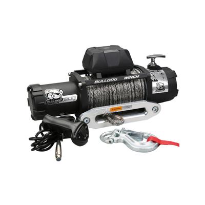 Bulldog Winch 8000lb Winch w/ 5.2HP Series Wound Motor100ft Synthetic Rope Aluminumfairlead 10044