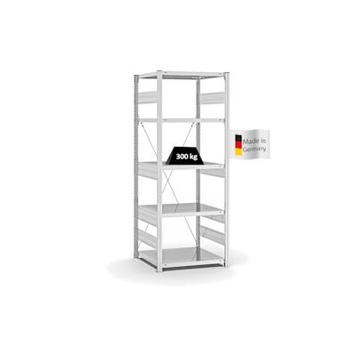 PROREGAL Fachbodenregal Stecksystem | Grundregal | HxBxT 200x75x60cm | 5 Ebenen | Fachlast 300 kg | Einseitig nutzbar | Lichtgrau Image