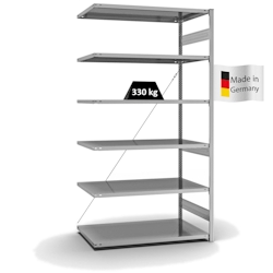 PROREGAL Fachbodenregal Stecksystem | Anbauregal | HxBxT 250x130x80cm | 6 Ebenen | Fachlast 330 kg | Einseitig nutzbar | Verzinkt Image