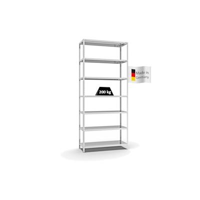 PROREGAL Fachbodenregal Schraubsystem | Grundregal | HxBxT 300x130x50cm | 7 Ebenen | Fachlast 200 kg | Beidseitig nutzbar | Lichtgrau Image