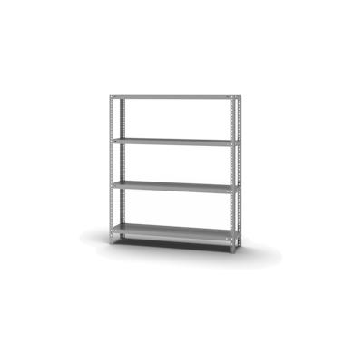 PROREGAL Fachbodenregal Schraubsystem | Grundregal | HxBxT 150x130x30cm | 4 Ebenen | Fachlast 200 kg | Beidseitig nutzbar | Verzinkt Image