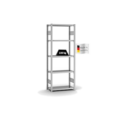 PROREGAL Fachbodenregal Stecksystem | Grundregal | HxBxT 200x75x30cm | 5 Ebenen | Fachlast 220 kg | Beidseitig nutzbar | Verzinkt Image