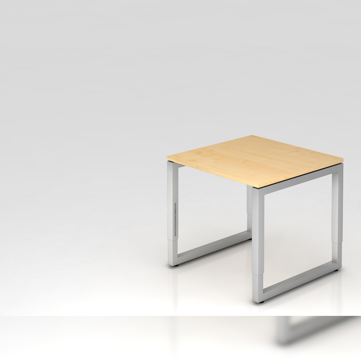 PROREGAL Schreibtisch Pavo | Ahorn | Silber Gestell | BxT 80x80cm | Arbeitshöhe 65-85cm | höhenverstellbar | O-Fuß-Gestell eckig Image