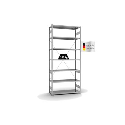 PROREGAL Fachbodenregal Stecksystem | Grundregal | HxBxT 300x130x50cm | 7 Ebenen | Fachlast 185 kg | Einseitig nutzbar | Verzinkt Image
