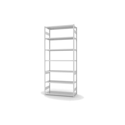 PROREGAL Fachbodenregal Stecksystem | Grundregal | HxBxT 300x130x50cm | 7 Ebenen | Fachlast 230 kg | Beidseitig nutzbar | Lichtgrau Image