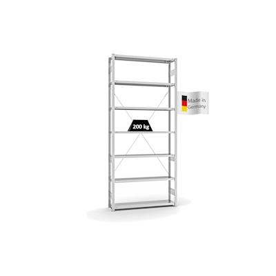 PROREGAL Fachbodenregal Stecksystem | Grundregal | HxBxT 300x130x30cm | 7 Ebenen | Fachlast 200 kg | Einseitig nutzbar | Lichtgrau Image