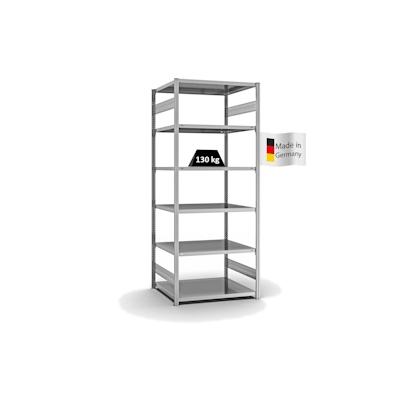 PROREGAL Fachbodenregal Stecksystem | Grundregal | HxBxT 250x100x80cm | 6 Ebenen | Fachlast 130 kg | Beidseitig nutzbar | Verzinkt Image