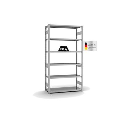 PROREGAL Fachbodenregal Stecksystem | Grundregal | HxBxT 250x130x50cm | 6 Ebenen | Fachlast 230 kg | Beidseitig nutzbar | Verzinkt Image