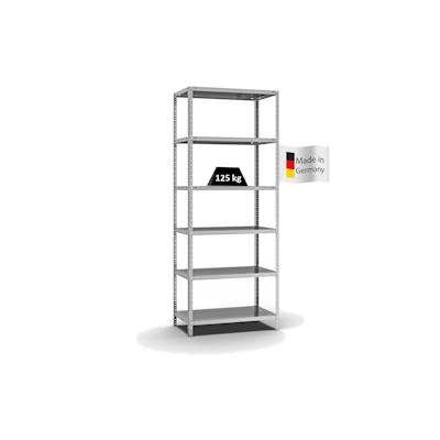 PROREGAL Fachbodenregal Schraubsystem | Grundregal | HxBxT 250x100x50cm | 6 Ebenen | Fachlast 125 kg | Beidseitig nutzbar | Verzinkt Image