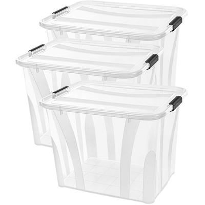 Aufbewahrungsbox SIENA HOME "Anzio", transparent, B:38,5cm H:37,2cm T:51cm, Kunststoff, Aufbewahrungsboxen, Kunststoff, 