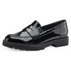 Slipper TAMARIS, Damen, Gr. 37, schwarz (schwarz glänzend), Lacklederimitat, unifarben, klassisch, Schuhe, Loafer, Halbschuh, Schlupfschuh in schmaler Form