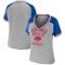 Women's WEAR by Erin Andrews Heather Gray Buffalo Bills Cropped Raglan Throwback V-Neck T-Shirt