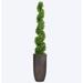 Primrue Lombardo 79" Faux Boxwood Topiary in Planter Wood/Plastic/Stone in Brown/Gray | 79 H x 12.4 W x 12.4 D in | Wayfair