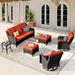 Red Barrel Studio® Tanzi 6 - Person Seating Group w/ Cushions, Wicker in Orange/Brown | 33.85 H x 72.83 W x 34.64 D in | Outdoor Furniture | Wayfair