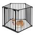 Tucker Murphy Pet™ Denyce Adjustable Free Standing Pet Gate Metal (a highly durability option) in Black/Brown | 29 H x 121 W x 0.3 D in | Wayfair