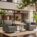 Hokku Designs Freudenberger Wicker Outdoor Accent Swivel Glider Lounge Chair Set Wicker/Rattan in Gray | 30.3 H x 32 W x 29.1 D in | Wayfair