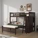 Zaylee Twin Over Full L-Shaped Bunk Beds w/ Shelves by Harriet Bee Wood in Brown | 65.7 H x 79.5 W x 79.5 D in | Wayfair