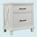 Gracie Oaks Ezquiel Rustic Farmhouse Solid Pine Nightstand, End Table w/ 2 Drawers Wood in White | 25.8 H x 24 W x 16.9 D in | Wayfair