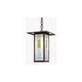 Arroyo Craftsman Franklin 1 -Bulb 14" H Mains Outdoor Hanging Lantern Glass/Metal in Black | 14 H x 9 W x 9 D in | Wayfair FH-9LCS-RB