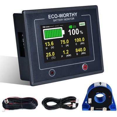 ECO-WORTHY 100V Digitaler LCD Batterie Monitor Berührbare Kapazität Voltmeter Analysator 200A Image