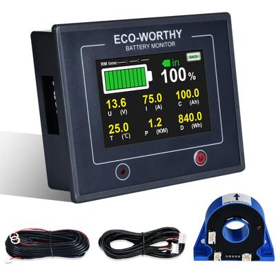 ECO-WORTHY 100V Digitaler LCD Batterie Monitor Berührbare Kapazität Voltmeter Analysator 200A