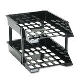 Deflect-O Corporation Super Tray Unbreakable Countertop Tray Set, Two-Tier, Plastic Plastic in Black | 2.5 H x 11.25 W x 14.75 D in | Wayfair